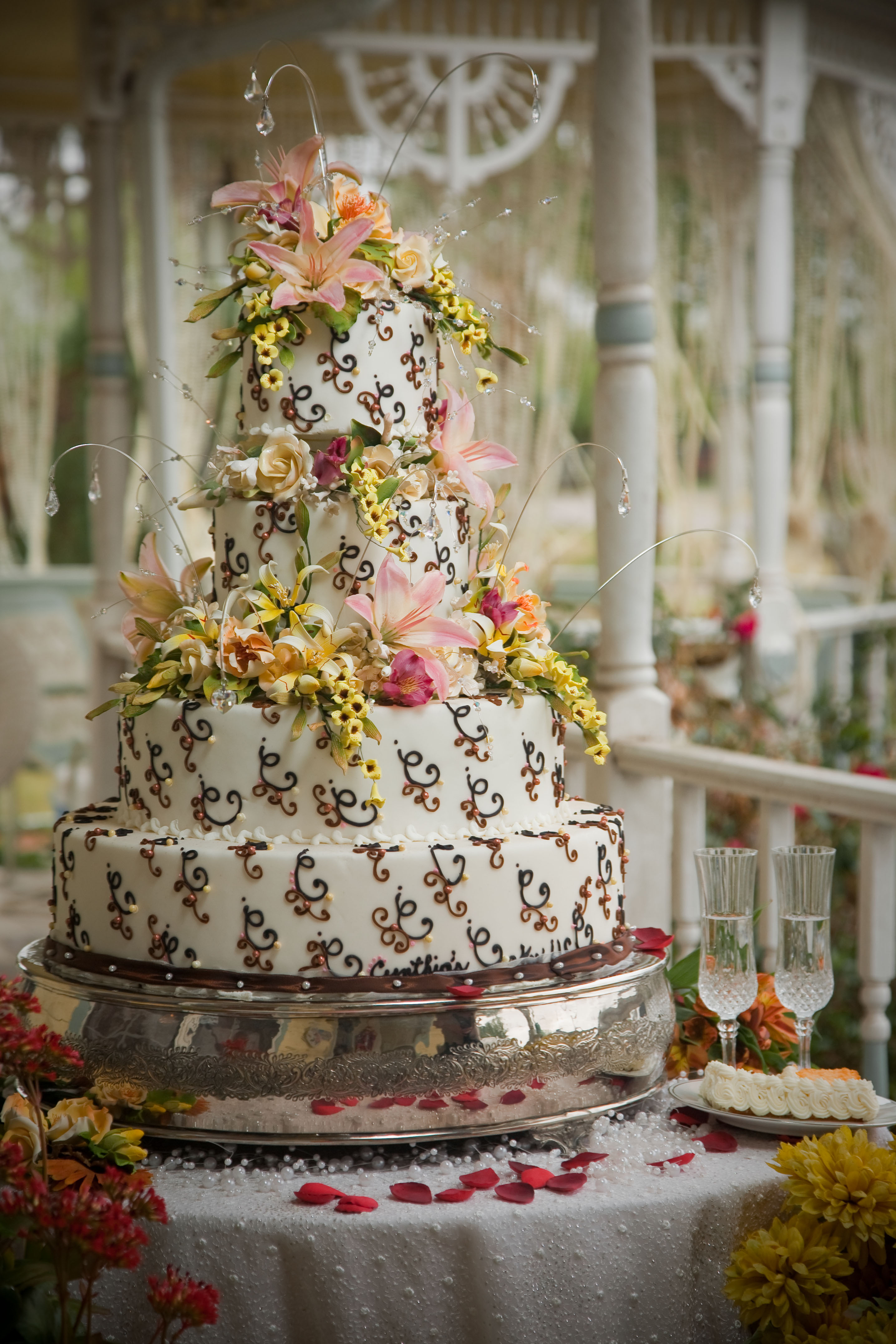 Outdoor Wedding Cake under the Gazebo » Cynthias Cakes, LLC